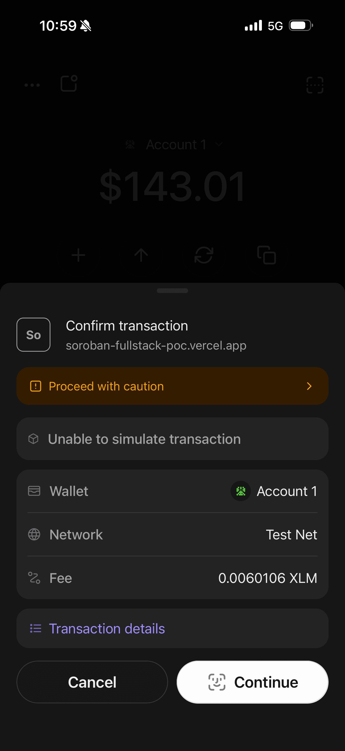 Freighter confirm set() — Soroban Fullstack POC transaction